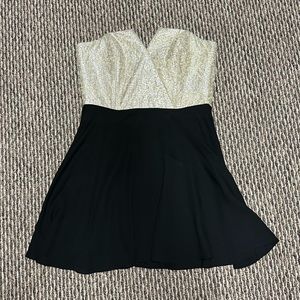 Champagne / Blush and Black Strapless Dress